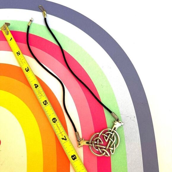 Silver tone double dog knotted pendant necklace - Picture 6 of 8